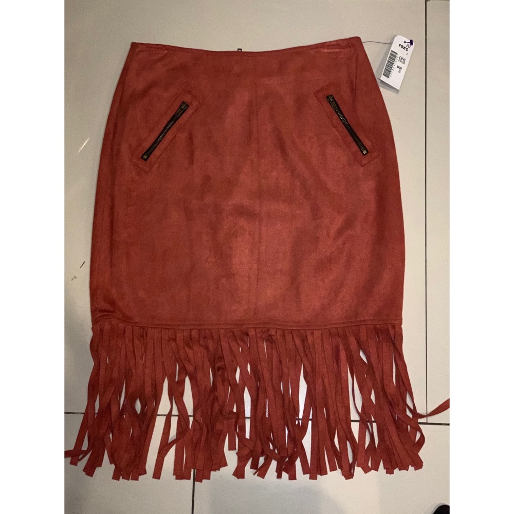 Tan/Orange Suede Fringe Skirt- Fox’s New With Tags